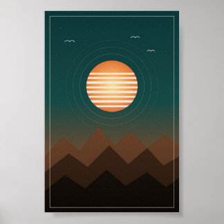 Retro Sunset Ridge Poster