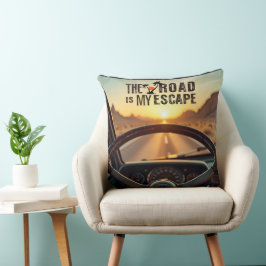 Retro Sunset Road Trip - De weg is mijn ontsnappin Kussen