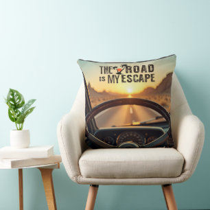 Retro Sunset Road Trip - De weg is mijn ontsnappin Kussen