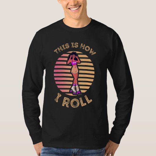 Retro Sunset Roller Skating Girls Afro Zo T-shirt (Voorkant)