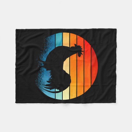 Retro Sunset Rooster Chicken Lover Fleece Deken (Voorkant (Horizontaal))