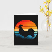 Retro Sunset Rooster Chicken Lover Kaart (Gele Bloem)