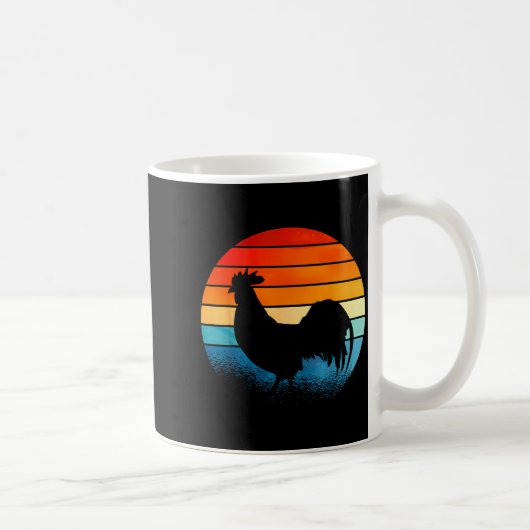 Retro Sunset Rooster Chicken Lover Koffiemok (Rechts)