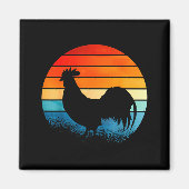 Retro Sunset Rooster Chicken Lover  Magneet (Voorkant)
