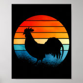 Retro Sunset Rooster Chicken Lover  Poster (Voorkant)