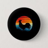 Retro Sunset Rooster Chicken Lover Ronde Button 5,7 Cm (Voorkant)