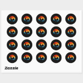 Retro Sunset Rooster Chicken Lover Ronde Sticker (Vel)