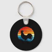 Retro Sunset Rooster Chicken Lover Sleutelhanger (Voorkant)