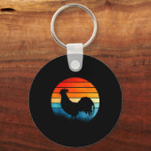 Retro Sunset Rooster Chicken Lover  Sleutelhanger (Voorkant)
