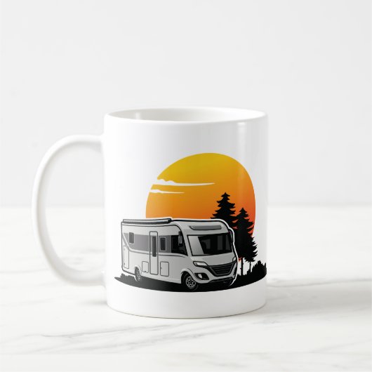 Retro Sunset RV Motorhome Owner Gift, motorhome Ca Koffiemok (Links)