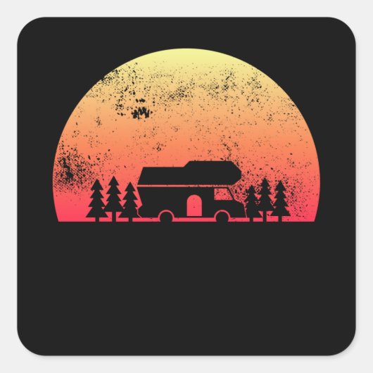 Retro Sunset RV - Motorhome Owner Gift Vierkante Sticker (Voorkant)