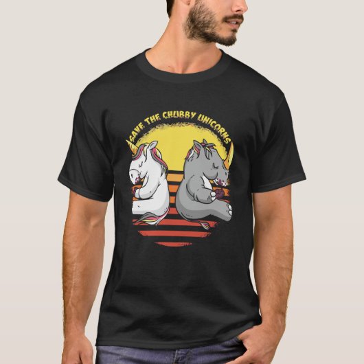  Retro Sunset Save The Chubby Unicorns Rhin T-shirt (Voorkant)