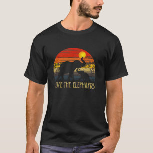Retro Sunset Save the Elephants Africa Wilde Anima T-shirt