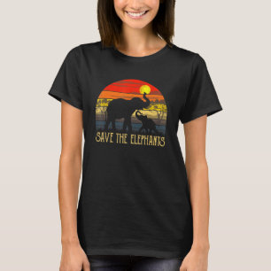 Retro Sunset Save the Elephants Africa Wilde Anima T-shirt