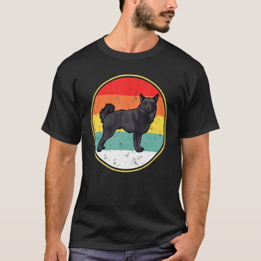  Retro Sunset Schipperke Dog T-shirt (Voorkant)