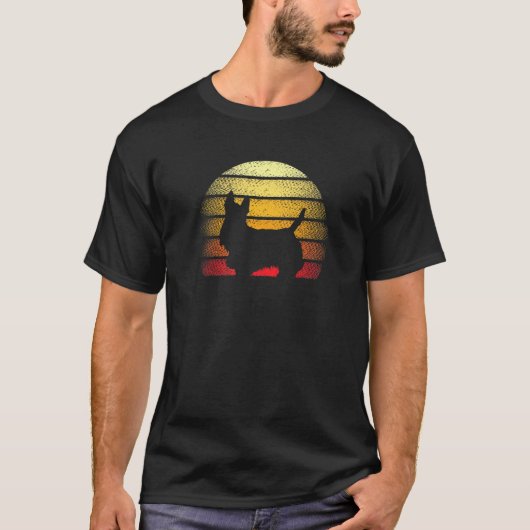 Retro Sunset Scottish Terrier Dog Theme Design T-shirt (Voorkant)
