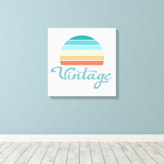 Retro Sunset+ script gestoord Canvas Afdruk (Insitu (Houten vloer))