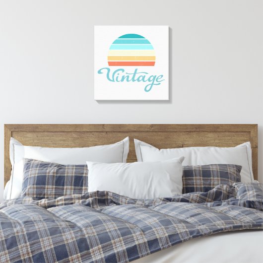Retro Sunset+ script gestoord Canvas Afdruk (Insitu (Slaapkamer))