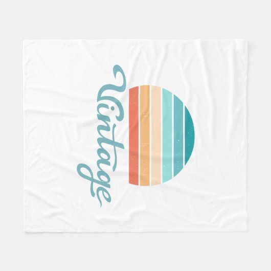 Retro Sunset+ script gestoord Fleece Deken (Voorkant (Horizontaal))