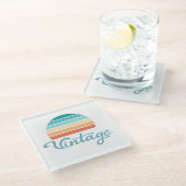 Retro Sunset+ script gestoord Glazen Onderzetter (Schuin)