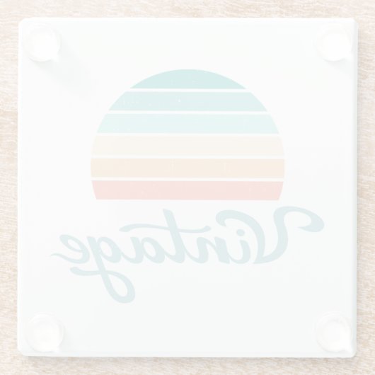 Retro Sunset+ script gestoord Glazen Onderzetter (Achterkant)