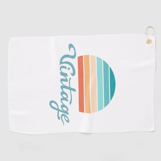 Retro Sunset+ script gestoord Golfhanddoek (Horizontaal)