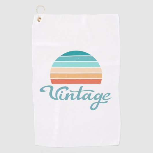 Retro Sunset+ script gestoord Golfhanddoek (Voorkant)