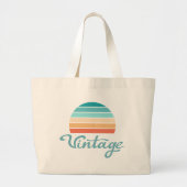 Retro Sunset+ script gestoord Grote Tote Bag (Voorkant)
