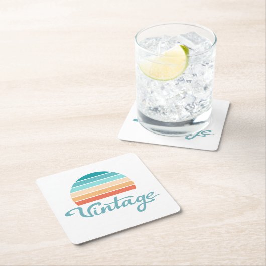 Retro Sunset+ script gestoord Kartonnen Onderzetters (Insitu)