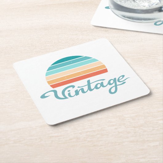 Retro Sunset+ script gestoord Kartonnen Onderzetters (Schuin)