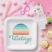 Retro Sunset+ script gestoord Papieren Bordje (Feest)