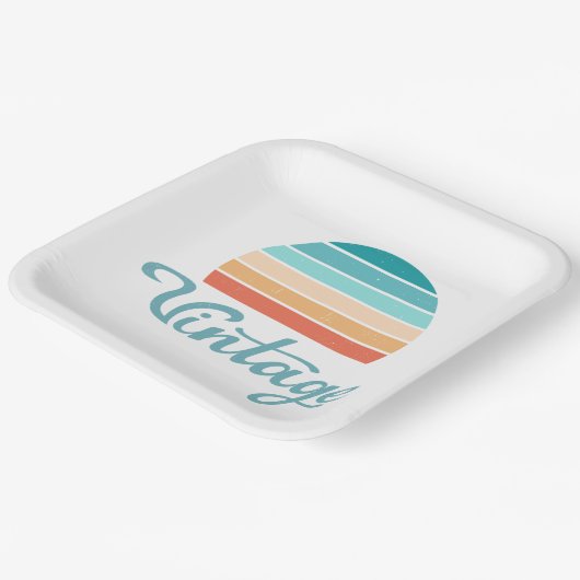 Retro Sunset+ script gestoord Papieren Bordje (Gebogen)