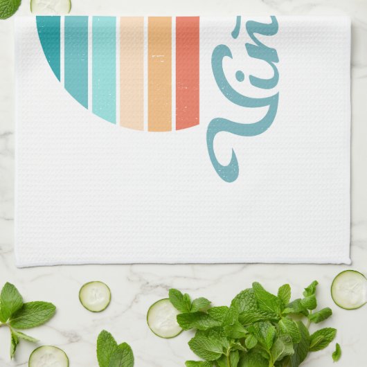 Retro Sunset+ script gestoord Theedoek (Gevouwen)