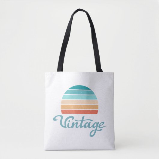 Retro Sunset+ script gestoord Tote Bag (Voorkant)