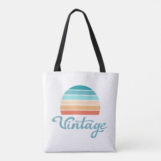 Retro Sunset+ script gestoord Tote Bag (Achterkant)