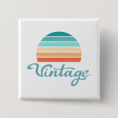 Retro Sunset+ script gestoord Vierkante Button 5,1 Cm (Voorkant)