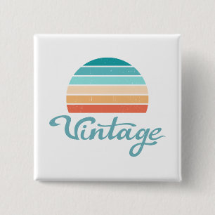 Retro Sunset+ script gestoord Vierkante Button 5,1 Cm