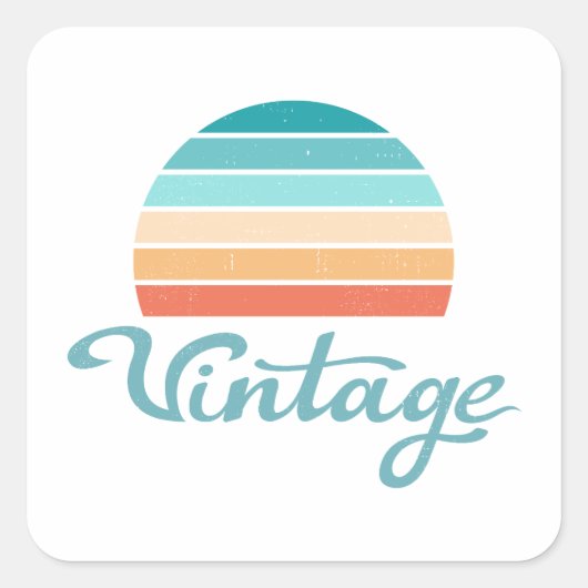 Retro Sunset+ script gestoord Vierkante Sticker (Voorkant)