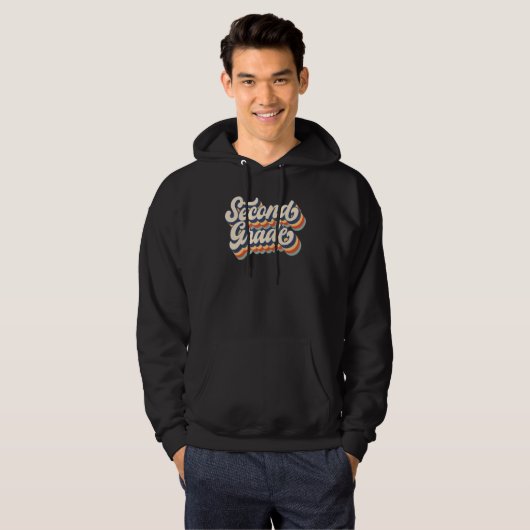 Retro Sunset Second Grade Teacher & Student Back T Hoodie (Voorkant volledig)