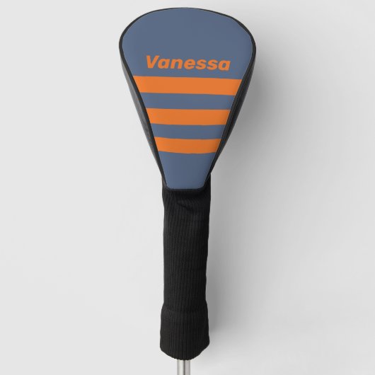 Retro Sunset Shoreline Drie Overdwars Streep & Naa Golfheadcover (Voorkant)