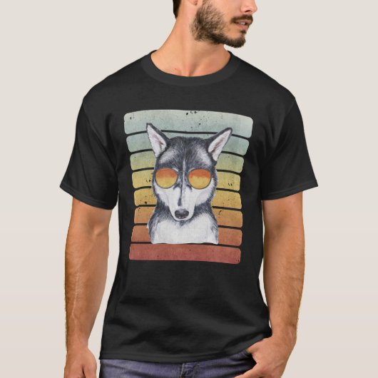 Retro  Sunset Siberian Husky mama T-shirt (Voorkant)