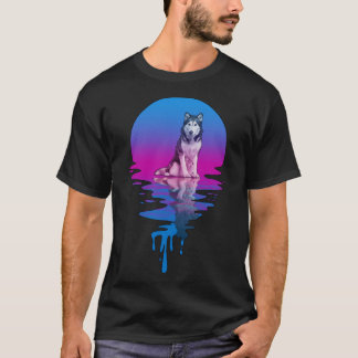 Retro Sunset Siberische Husky T-shirt