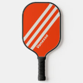 Retro Sunset Sinaasappel Drie Strepen met Naam Pickleball Paddle (Voorkant)