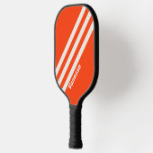 Retro Sunset Sinaasappel Drie Strepen met Naam Pickleball Paddle (Links)