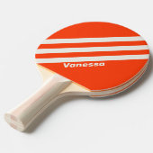Retro Sunset Sinaasappel Drie Strepen met Naam Tafeltennisbatje (Voorkant Gekanteld)