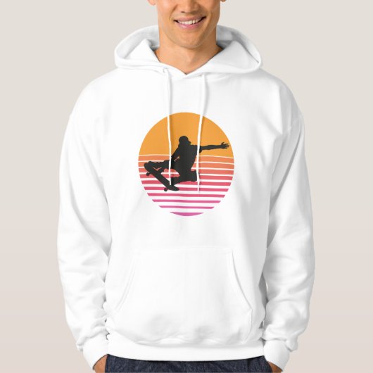 Retro Sunset Skateboarder  Hoodie (Voorkant)