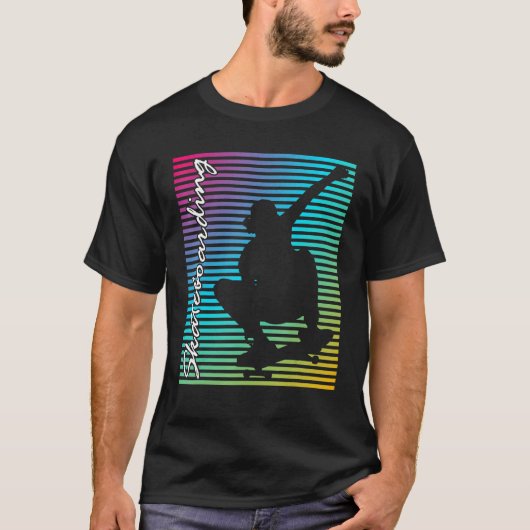 Retro Sunset Skateboarding Longboard Skateboard T-shirt (Voorkant)
