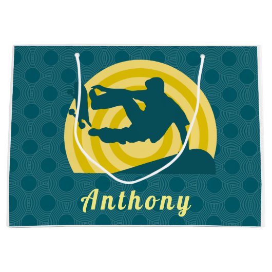 Retro Sunset Skateboarding Thema Aangepaste naam B Groot Cadeauzakje (Voorkant)