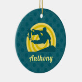 Retro Sunset Skateboarding Thema Aangepaste naam B Keramisch Ornament (Rechts)