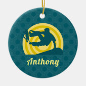 Retro Sunset Skateboarding Thema Aangepaste naam B Keramisch Ornament (Voorkant)